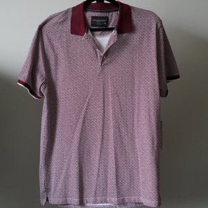 Straightfaded New York Men’s Jacquard Burgundy Polo Shirt NWT